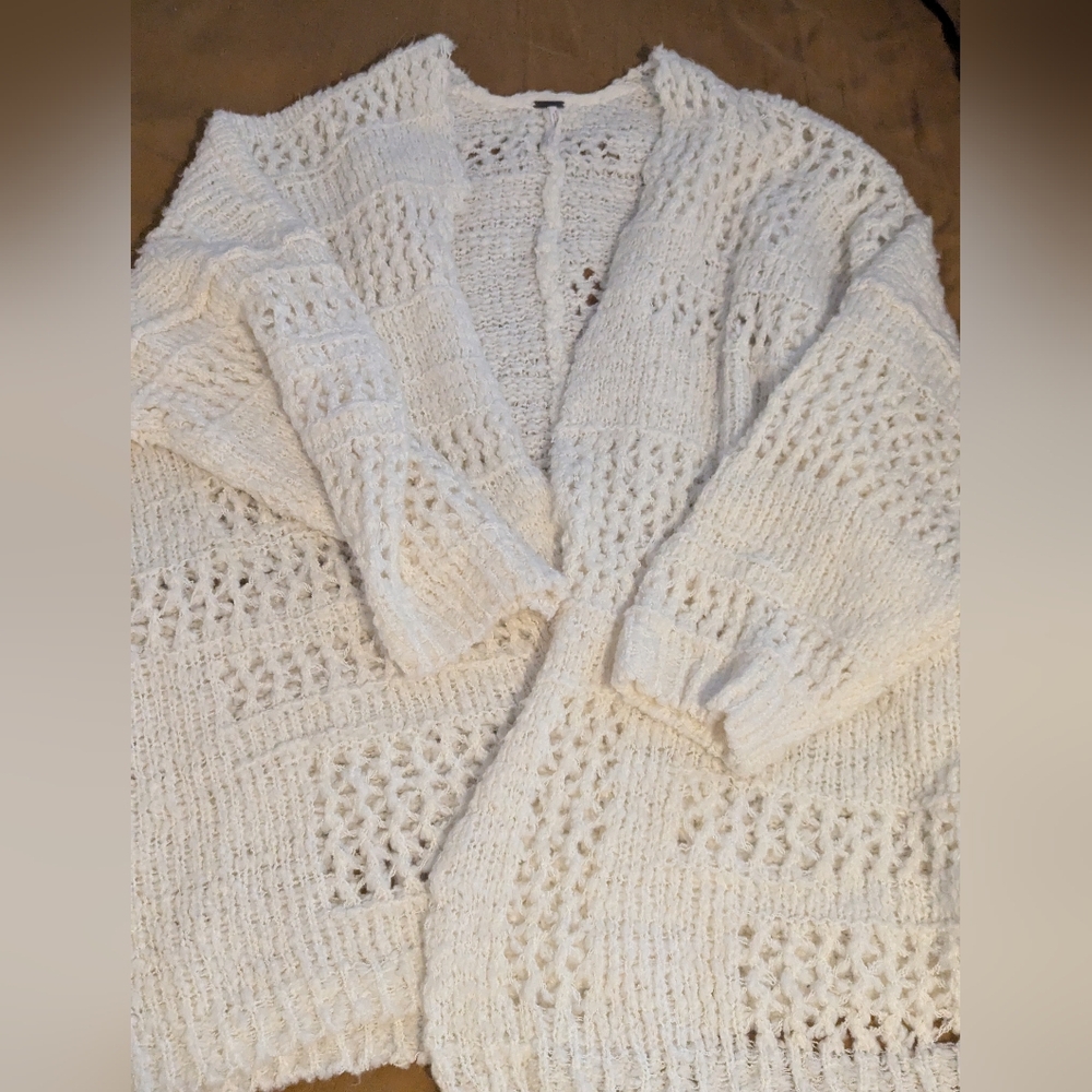 Free People Saturday Morning Sweater Cardigan White M/L EUC